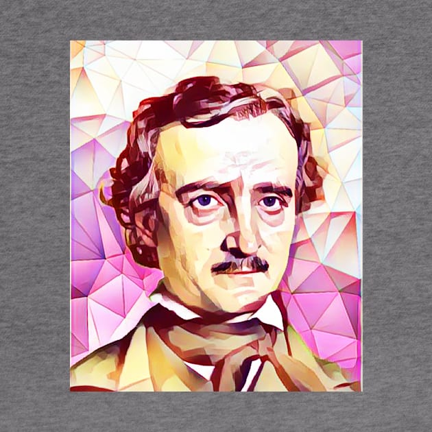 Edgar Allan Poe Pink Portrait | Edgar Allan Poe Artwork 13 by JustLit